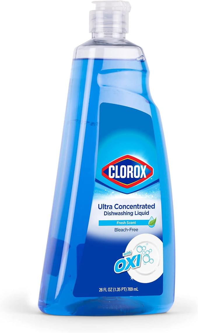 CLOROX Liquid Dish Soap | OXY Powered Dishwashing Liquid Cuts Through Tough Grease FAST | Quick Rinsing formula Washes Away Germs | A Powerful Clean You Can Trust, Fresh Scent, 6-Pack
