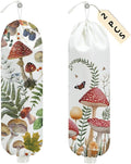 2 Pcs Mushroom Plastic Bag Holder for Kitchen Essentials, Floral Butterfly Grocery Bag Holder Plastic Storage bag, Washable Shopping Bags Storage Dispenser for Home Kitchen, Mushroom Gifts for Women