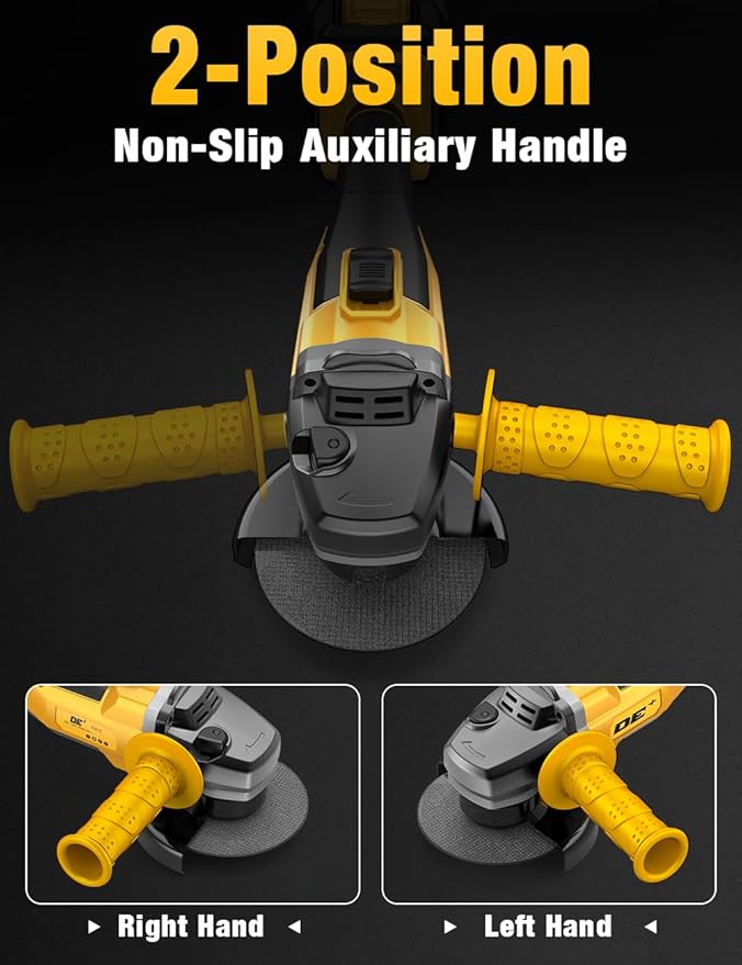 Brushless Angle Grinder, for DEWALT 20V Battery, 4-1/2" Cordless Small Angle Grinder with Auxiliary Handle, 10 Sandpapers, 2 Cutting & 2 Grinding Wheels, Pin Wrench, Lock-on Slide Switch for Polishing