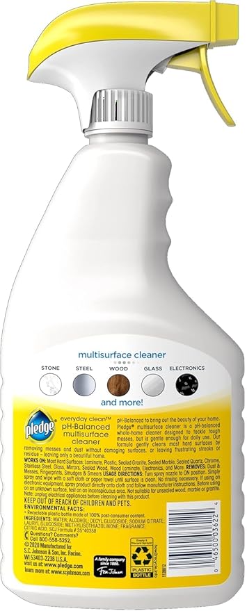 Pledge pH-Balanced Multisurface Cleaner Spray for Everyday Care, Fresh Citrus Scent, 25oz