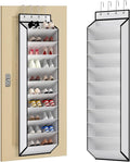 KEEPJOY 10 Tiers White Over Door Shoe Organizer Storage, Hanging Shoe Holder for Door with Large Deep Pockets, Fit 20-30 Pairs Shoe Rack for Sneakers, Boots (White)