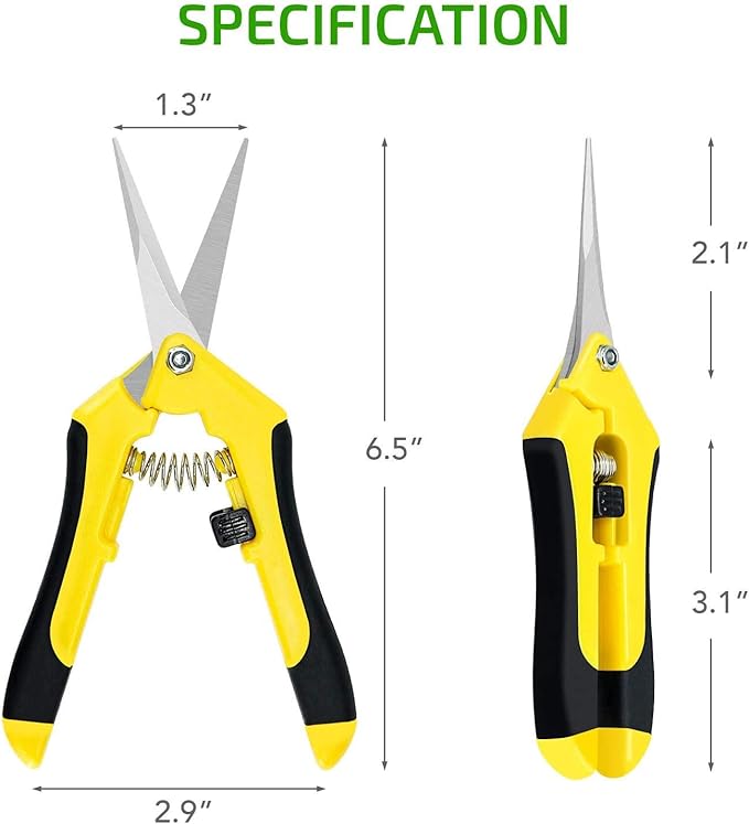 iPower 6.5 Inch Gardening Hand Pruner Pruning Shears Trimming Scissors with Straight Stainless Steel Blades for Bonsai, Herb, Bud, Hedge, 16-Pack, Yellow