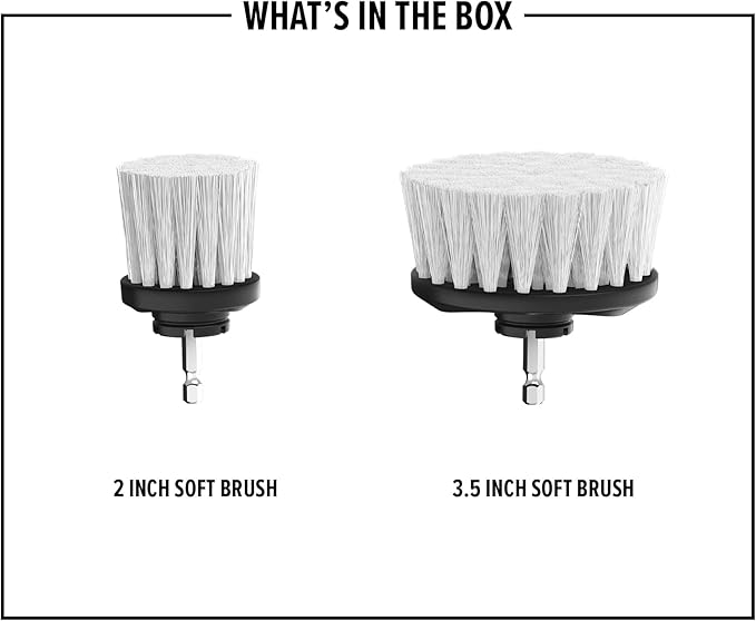 Dirt Devil Soft Bristle Cleaning Brush Set, 2 Piece, 2" and 3.5" Brushes Included, For Use on Glass, Hardwood, Ceramic and More, Gentle Cleaning, Scrubber Brush Drill Attachment for Cleaning