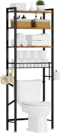 SwaaVee Over The Toilet Storage Cabinet, 4-Tier Bathroom Organizers and Storage with Adjustable Shelves, Freestanding Over-The-Toilet Shelf for Restroom, Laundry, Rustic Brown