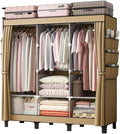 Portable Closet, 51.18" Large Capacity Clothing Storage Organizer with 3 Hanging Rods 6 Shelves 18 Side Pockets, Dustproof Sturdy Wardrobe for Bedroom Dorm Rental Apartment（Colour, Large）