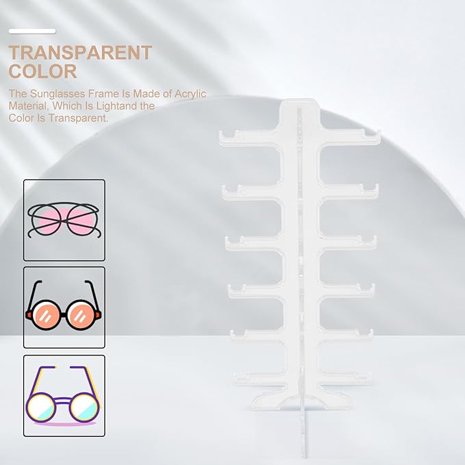 Multi-Tier Sunglasses Rack Glasses Stand Holder 6-Layer Plastic Eyewear Display Organizer for Home Storage