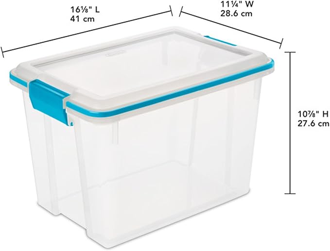 Sterilite 24-Pack Gasket Box, Weather-Resistant Storage Bins with Latching Lids, 20 Quart - Heavy-Duty Organizing Containers for Closet, Bathroom, and Office