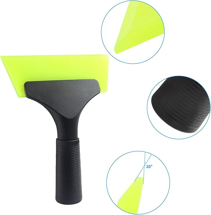 Small Squeegee 5 inch Rubber Window Tint Windshield Scraper, Non-Slip Handle Glass Cleaner for Car Glass Mirror Shower Door/Bathroom Cleaning(Green, 1 Pack)