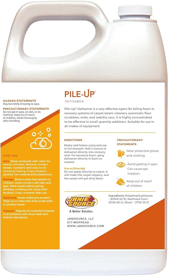 PileUP Defoamer Quick Foam Eliminator Carpet Cleaner - Gallon (Each)…