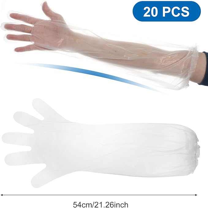 Long Sleeve Cleaning Gloves Disposable Elbow Length Plastic Sleeve Waterproof Protective Arm Gloves Cleaning Kitchen