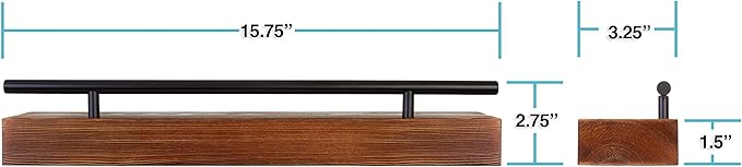 Floating Shelf Spice Rack - Multipurpose Pantry, Kitchen & Bathroom Wall Mounted Organizer for Spices, Essential Oils - Rustic Wood Hanging Shelving for Home - Solid Pine