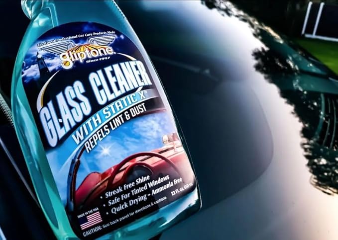 Gliptone Glass Cleaner Kit, Streak-Free Shine, Ammonia-Free, Quick Drying, Includes Glass Cleaner, Glipscrub Sponges & Softouch Waffle Microfiber Towels, Safe on Tint & Hard Surfaces