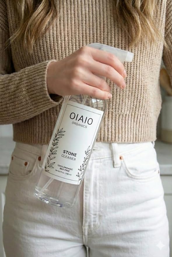 Non-Toxic Stone Countertop Cleaner - Natural Organic Ingredients that Truly Perform - 24oz - Light Coconut & Tea Tree Scent