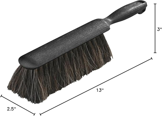 SPARTA 3622503 Flo-Pac Plastic Handle Counter Brush, Horsehair Blend Bristles, 2-1/2" Bristle Trim, 8" Length, Black (Pack of 3)