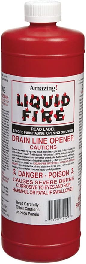 Amazing Liquid Fire Liquid Drain Opener 32 oz. - Total Qty