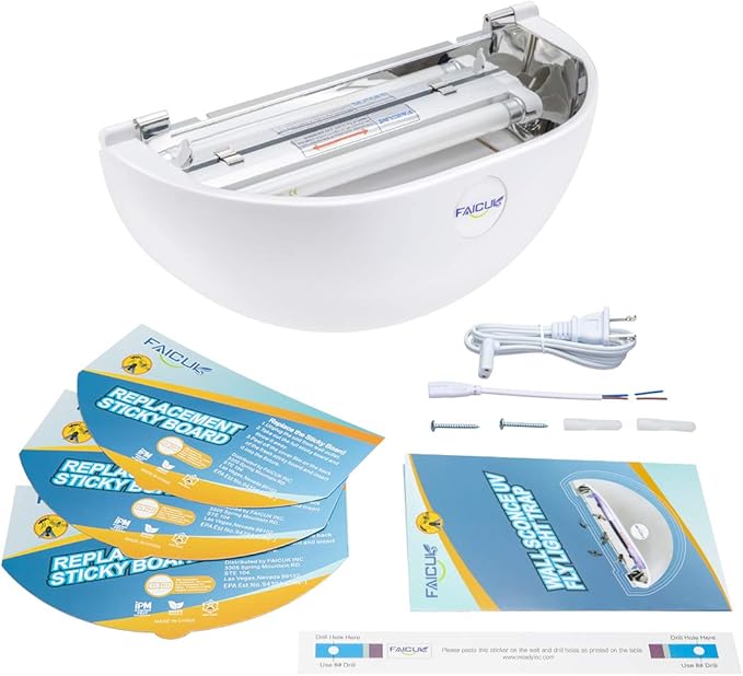 Faicuk Wall Sconce Fly Light Trap for Capturing Flies, Moths, Gnats, Mosquitos and Other Flying Insects-12"x6.1"x5.98"