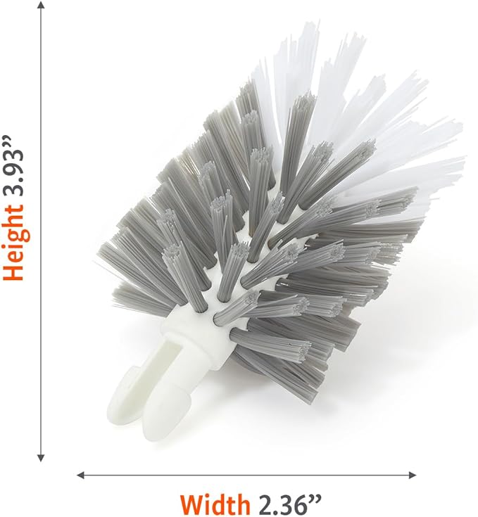 Full Circle Clean Reach Bottle Brush Replacement Head - Long Handle, Flexible, For Water Bottles, Baby Bottles, Narrow Containers, Kitchen Cleaning - White