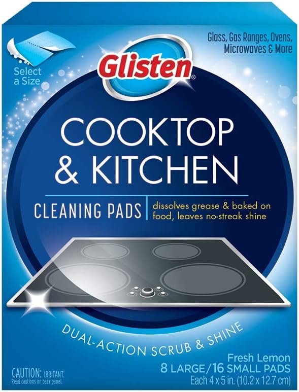 Glisten GC0608T Cooktop & Kitchen Cleaning, 8 Large/16 Small Pads Per Box, 6 Pack
