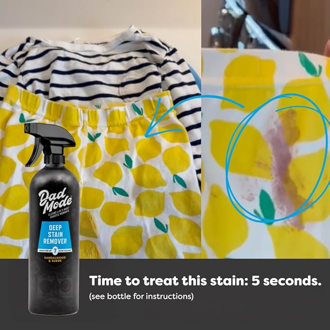 DadMode 7-Enzyme Laundry Stain & Odor Destroyer – Deep Cleaner for Extreme Clothing Messes Powered by Nuclease (DNAse) - Sandalwood & Suede, 16oz Refillable Bottle