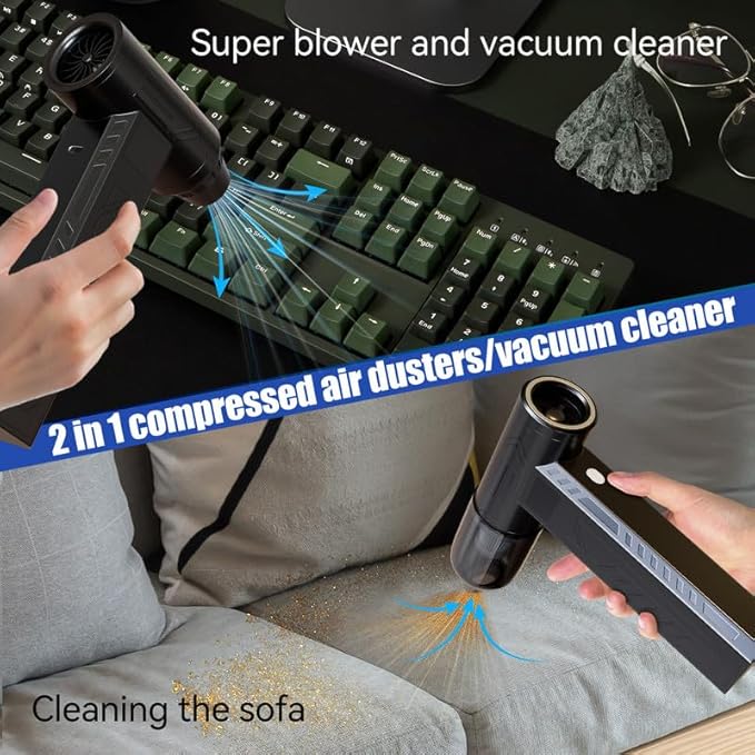 Compressed Air Duster 480000RPM Electric Air Duster Variable Speed 580G 4 Gear Adjustable Rechargeable Cordless Jet Dry Blower Turbo Fan Dryer Cleaning Air Blower Mini Car Vacuum Cleaner Rose Pink