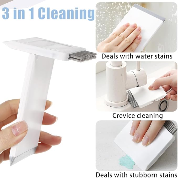 Kitchen Sink Squeegee and Countertop Brush,3 in 1 Mini Squeegee Sponge Countertop Dirt Cleaning Brush,Multi Purpose Compact Brush Cleans Wet and Dry Spills