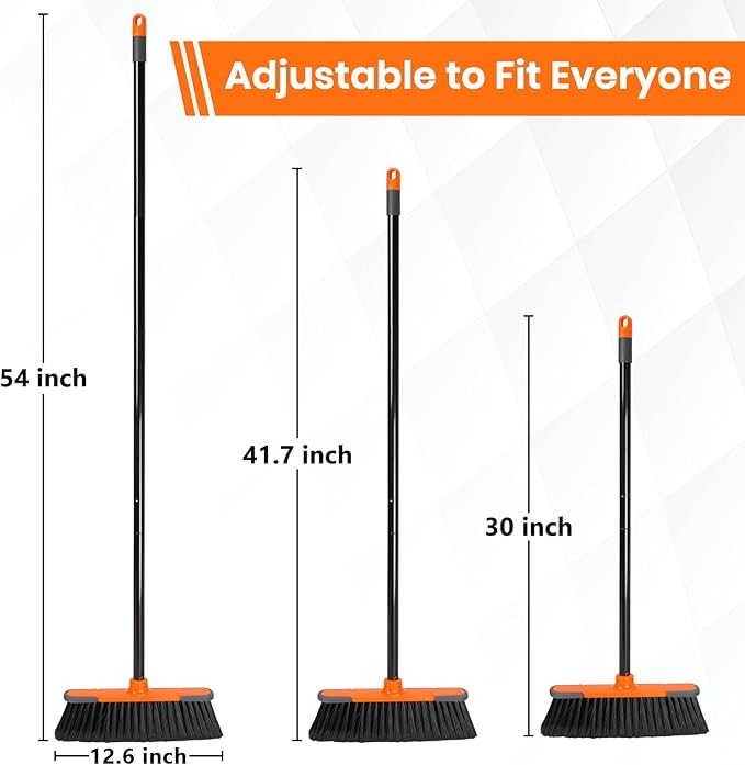 4 PK Soft Bristle Push Brooms for Sweeping Indoor/Outdoor Heavy Duty Commercial Broom for Shop Restaurant House Broom for Garage Kitchen Hardwood Tile Floor Cleaning