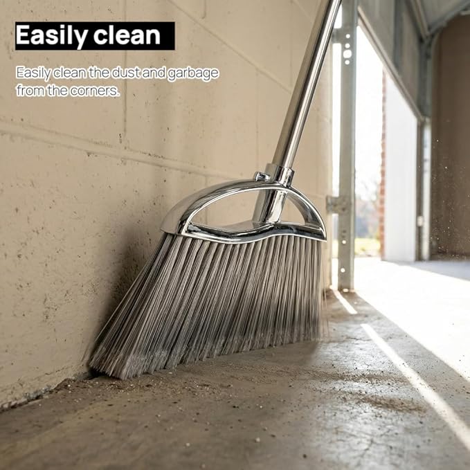Outdoor Stiff Bristles Angle Broom Heavy Duty Sweeping Patio Broom with Long Handle for Garage Garden Commercial and Industrial