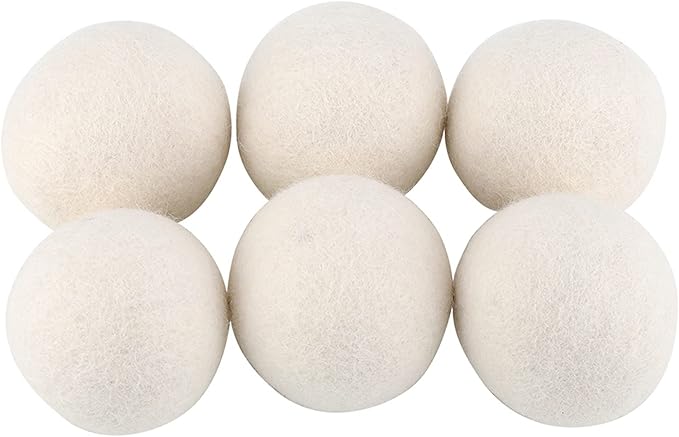6Pcs 6cm Wool Balls Water Absorption Eliminates Static Laundry Replacement with Softener Balls Made from Materials for Clothes Drying Wool Fabric Softener Saves Money