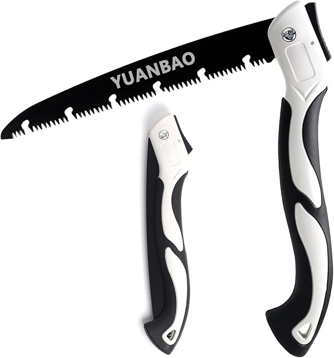 7 Inch Folding Saw, Pruning Hand Saw for Wood Cutting, Garden Pruner with SK5 Curved Blade, Triple- Cut Razor Teeth, Foldable Handsaw for Tree Trimming, Camping, Gardening and Carpentry