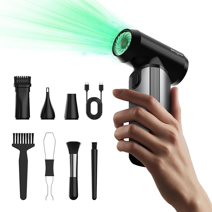 EG evoger Electric Air Duster,180000RPM Super Power Handheld Cordless Air Duster 10000mAh 3-Gear Adjustable Dust Blower for Computer, Keyboard,Outdoor, House, Car
