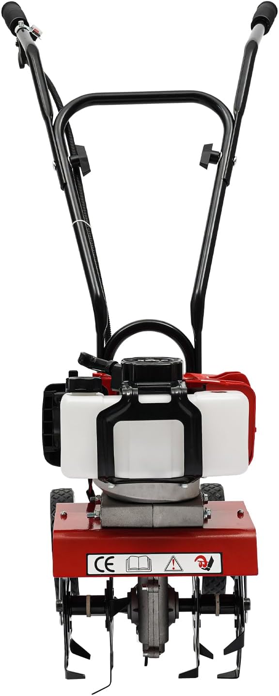 2HP Garden Tiller Cultivator 52CC 2 Stroke Gasoline Engine Mini Tiller Cultivator Rotary Hoe Rototiller Garden Yard Soil Tilling Machine