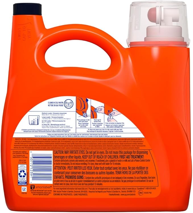 Tide Laundry Detergent Liquid, Original Scent, 80 Loads, 105 FL OZ, Works on 100% of Common Stains, Laundry Soap, Liquid Laundry Detergent