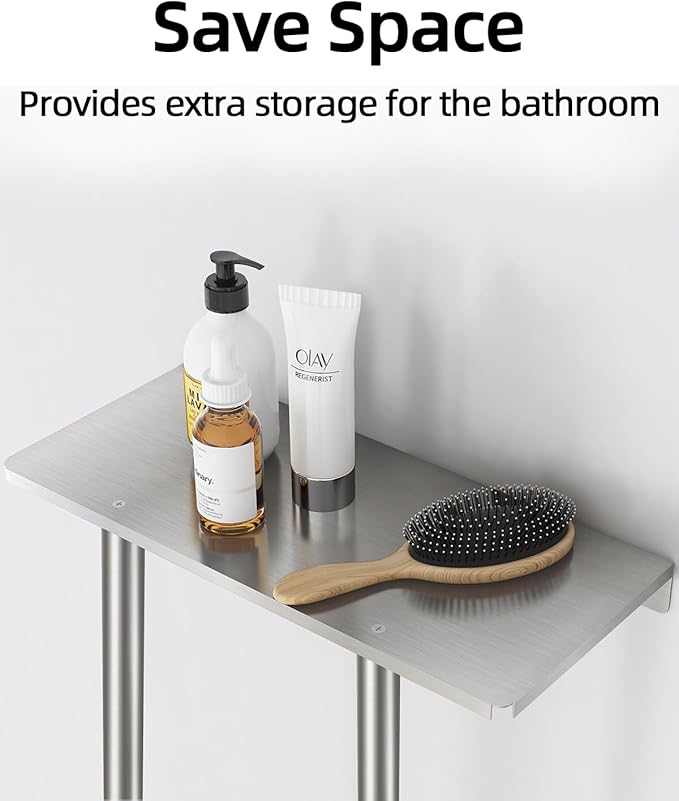 STWWO Bathroom Towel Storage for Bathroom, Wall Towel Rack for Rolled Towels, 30 inch Towel Holder Wall Mounted with Metal Shelf Can Holds 6 Large Towels, Brushed Nickel