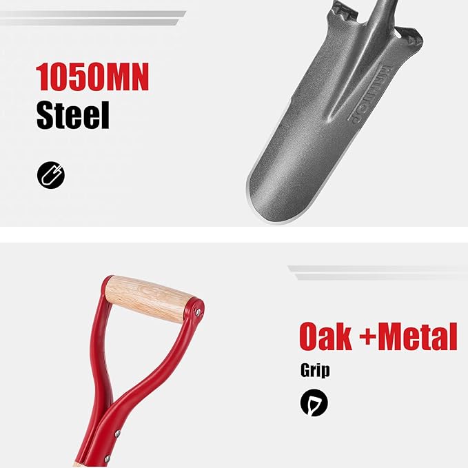 Drain Spade Shovel Garden Spades Shovels for Digging Transplanting Sharp Shooter Shovel,44 inches