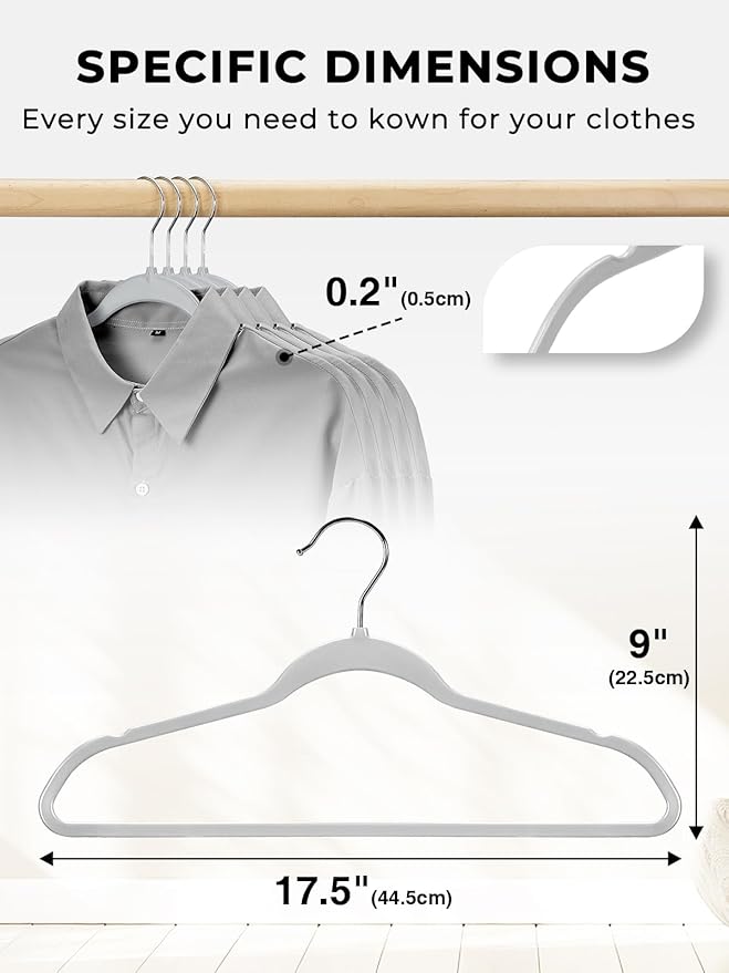 SMARTOR Plastic Hangers 50 Pack, Thin Hangers with 360° Swivel Hook, Non-Velvet Hanger Heavy Duty Clothes Holders for Closet - Durable Adult Hanger, Space Saving Hangars - Gray