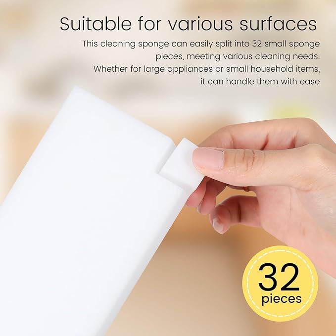 20PCS Melamine Sponge Magic Eraser Sponge in Bulk Small Cleaner Pads Melamine Pads for Dishes Cleaning Eraser for Kitchen, Bathroom, Toilet - 16x8x2cm (32 Small Pieces of Each Pack)