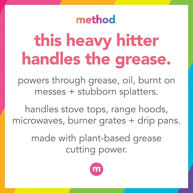 Method Heavy Duty Degreaser, Lemongrass Scent, Oven Cleaner & Stove Top Cleaner, 28 Oz Spray Bottle,(Packaging may vary) (Pack of 2)