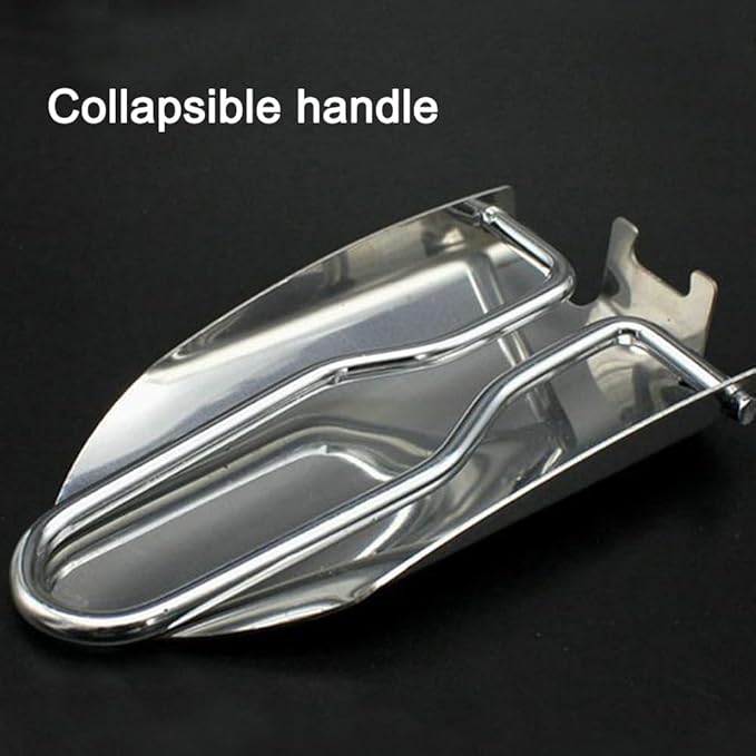 EMVANV Mini Folding Shovel,Foldable Garden Handy with Carrying Pouch Camping Trowel Stainless Steel Outdoor Survival Shovel for Garden and Campsite Use While Hiking, Camping and Outdoor(Silver)