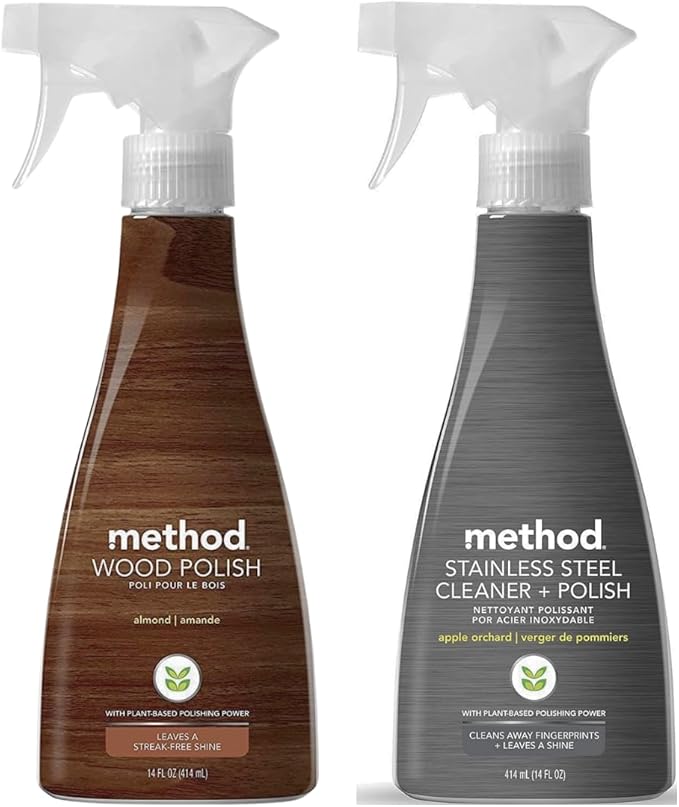 Method Stainless Steel Cleaner + Polish 14 oz Wood Polish, 14 oz. Bundle, 2 ct.