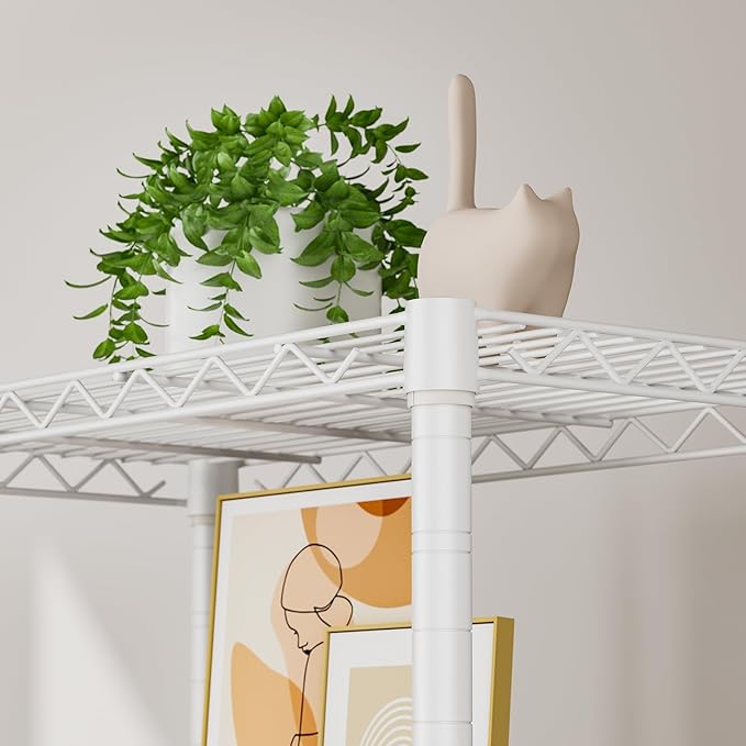 Golpart 5 tire Shelves Storage Wire Shelving Unit Metal Shelf Adjustable Organizers Storage Shelving with Wheels for Bathroom Laundry Room Kitchen Pantry12”D x 22”W x 69”H White