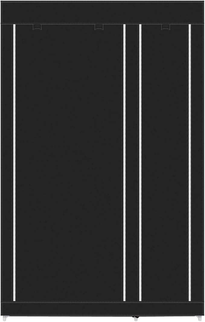 Portable Closet Wardrobe,67'' Closet Storage Organizer Rack with Shelves and Cover for Hanging Clothes, Non-Woven Fabric, Quick and Easy to Assembly (Black)