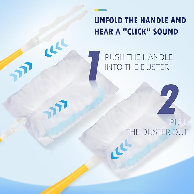 30 Count Duster Refills Compatible with Dusters 180° Handle Dusters, 180° Heavy Duty Multi-Surface Duster Replacement with 1 Standard Handle, Unscented