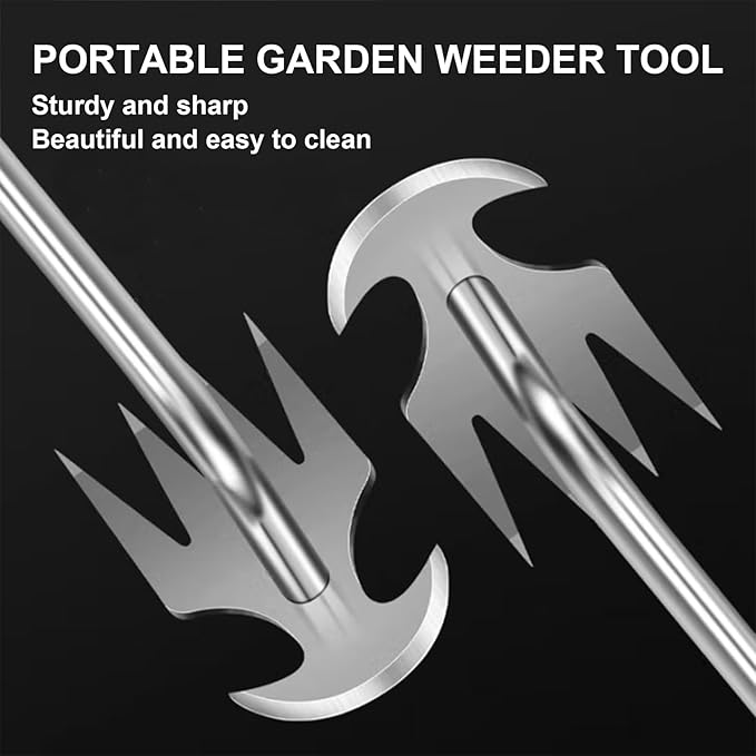 Vanwoke Weed Puller Tool,Portable Garden Weeder Puller Tool;Weeding Artifact Uprooting Weeding Tool 4 Teethes Dual Purpose Manual Hand Weeders Tool for Gardening Vegetable Backyard Farm Planting