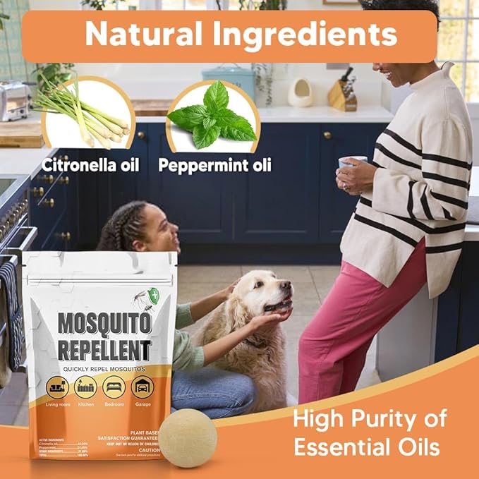 Mosquito Repellent Outdoor Patio, Natural Mosquito Repellents, Mosquito Barrier, Mosquito Repellent Indoors, Protects 120 Sq Ft, Safe for Use Around Kids, Pets - 8P