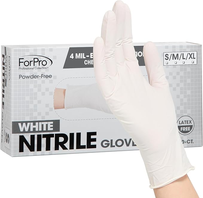 ForPro Disposable Nitrile Gloves, Chemical Resistant, Powder-Free, Latex-Free, Non-Sterile, Food Safe, 4 Mil