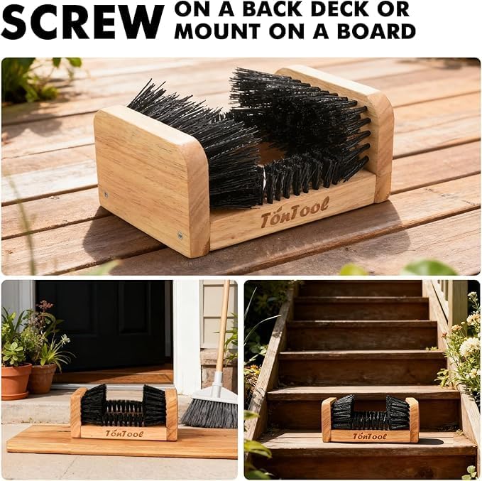 Boot Scrubber Wooden Boot Brush, Shoe Cleaner Brush for Outdoor Mud & Dirt-9.13 * 6.14 * 4.07in Shoe Cleaning Brush