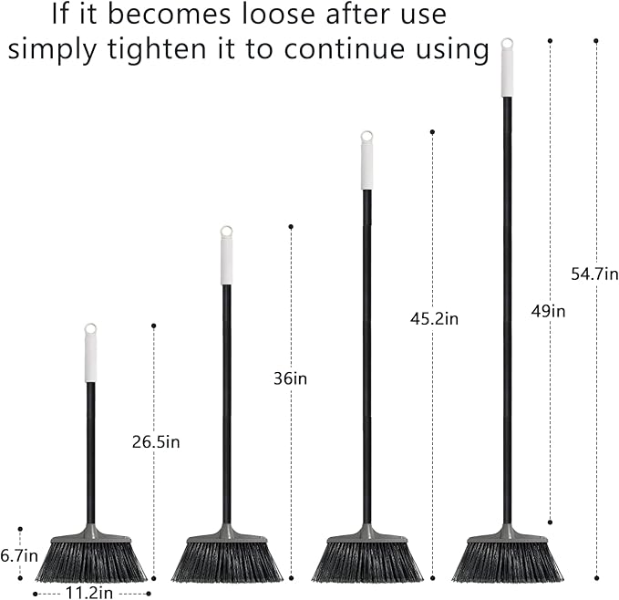 Outdoor Indoor Broom for Floor Cleaning - 54 inch Outside Indoor Broom, Medium-Hardness Bristles Brooms for Sweep Outdoor, Angle Brooms for Floors Applied to Yards, Garages, Patios, and Walkways, etc