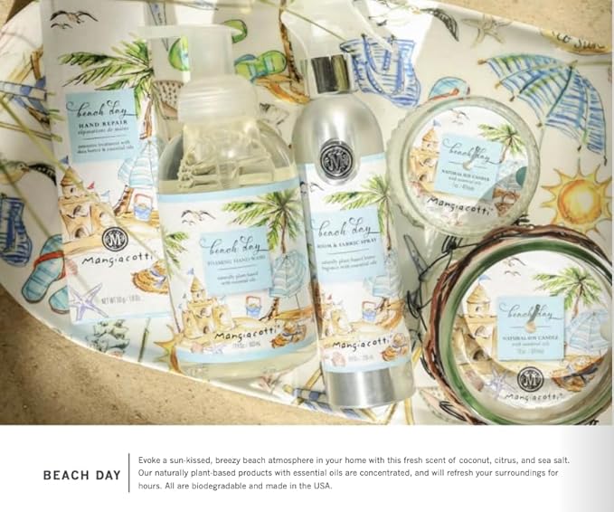 Mangiacotti Room Spritz Fabric Deodorizer Air Freshener Spray |Naturally Plant-Based with Essential Oils Room Fragrance, 8 Ounces, Beach Day