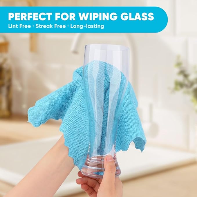 Orighty Microfiber Cleaning Cloth, 24 Pack Highly Absorbent Cleaning Rags, Household Cleaning Supplies, Reusable Lint Free Cloths Microfiber Rag for House, Kitchen, Car Care, 12x11 inch