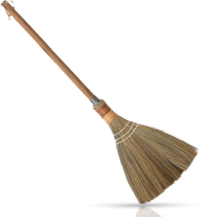 BMart Home Natural Whisk Sweeping Hand Handle Broom - Vietnamese Straw Soft Broom for Cleaning Dustpan Indoor-Outdoor, Sofa, Car Hood, Decoration Items - 9.84'' Width, 27.55" Length